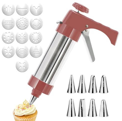 Prensa Para Galletas | Herramientas De Horneado Manual Fabricadas En Acero Inoxidable | 13 Discos 8 Boquillas de Manga Juego de Estampado de,para Familia, Repostería, Fiestas, Reuniones y