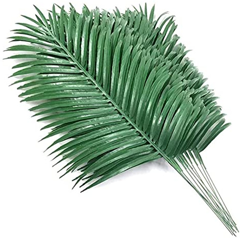 ISTOVO 60 Piezas de Hojas de Palma Artificiales Plantas de Palma Falsa Frondas Tropicales Grandes Hojas de Planta Verde para Hojas Fiesta Hawaiana