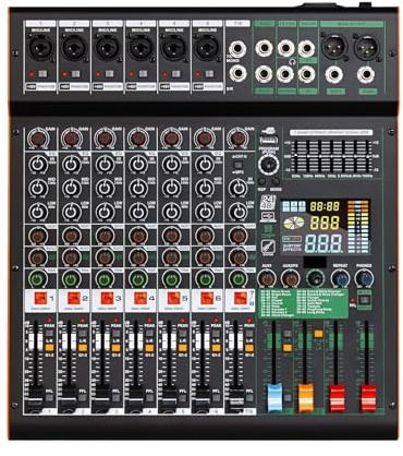 DJ-Controller, Professional Mixer 99 DSP 8 Kanal Dual Gruppe DJ Konsole Mischen 48V Phantom Power USB for Bühne Bar Rekord