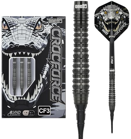 ONE80 Crocforce VHD 90% Tungsten Softdart Set – Profi Softtip Darts für E-Dart Automaten, präzise Grip Barrels für Turnier & Training