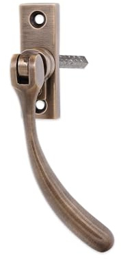 Infinity Decor Locking Espag Handle Victorian Spoon End Window Fastener Handle for Wooden/Timber Windows in Antique Brass Finish - RH