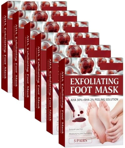 Fot Peeling Peach Mask, återfuktande fotmask med kokosnöt - vård av förhårdnader och död hud - återfuktande fotexfolierande, kallusskalande fötter för