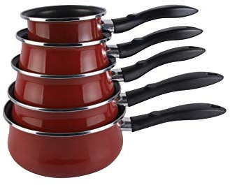 VITRINOR - Lot de 5 casseroles émail bordeaux induction - A03-JG05C2