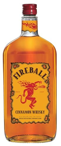 Fireball Cinnamon Whisky Liqueur, 1l, 33% ABV, America's #1 Shot Brand | Canadian Whisky with Real Cinnamon, Spicy Flavour, Ideal for Shots, Mixed Drinks & Cocktails, for Pre-Drinks and Parties