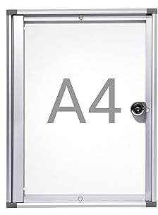 MAUL Vitrine A4 MAULextraslim, Cadre A4 avec 1 x Pages Din A4, Cadre en Aluminium et Porte en Verre, Vitrine Murale avec Construction Plate, Verrouillable avec Serrure, Aluminium