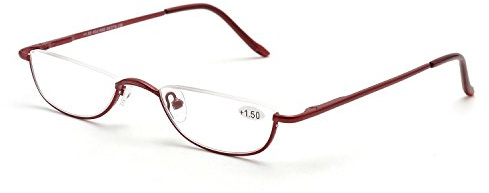 Inlefen Lesebrille Frühling Scharniere Unisex Half Moon Halbrahmen Slim Lesebrille Vintage Metall Semi Randlose Eyewea 1.0 1.5 2.0 2.5 3.0 3.5 4.0
