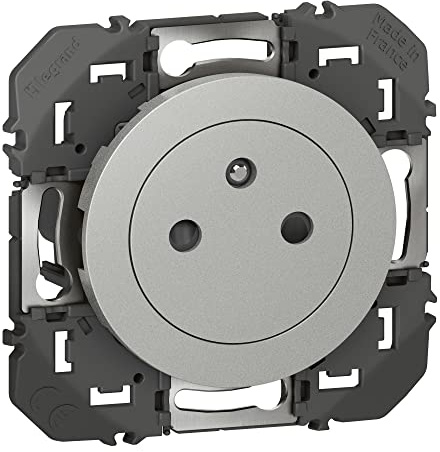 LEGRAND - Prise Electrique Murale 16A avec Terre dooxie Surface - Prise 2P + T Affleurante avec Fond Rétractable - Fabriqué En France - Alu
