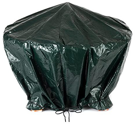 LIVIVO Heavy Duty Round Fire Pit Cover – Waterproof Outdoor BBQ & Firepit Protector with Drawstring, UV-Resistant Tearproof Rain Shield – Fits Firepits Up to 84cm Diameter (Green)
