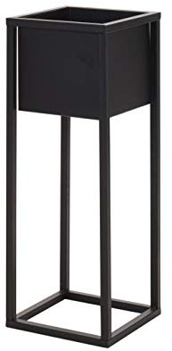 Spetebo Metall Blumentopfständer schwarz mit Topf, 70 cm, eckig