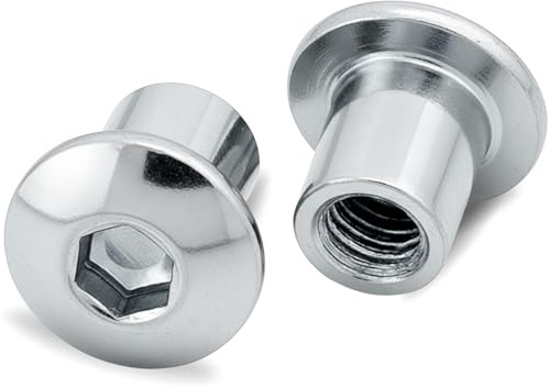 HEXATON Tuercas Cilíndricas con Cabeza Redonda y Hueco Hexagonal Interno - M10 x 20 x 13 mm - 50 Piezas - Acero Galvanizado Blanco