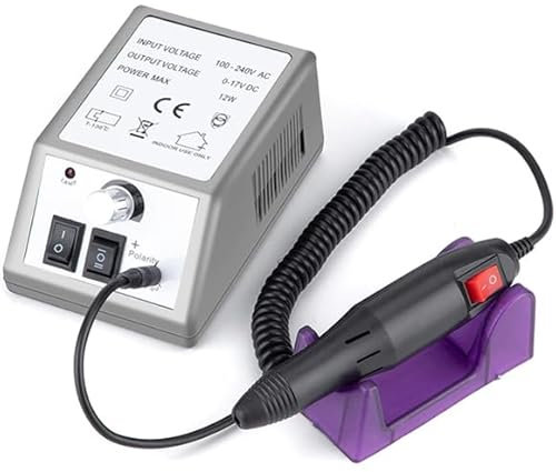 Retoo Fresa per Unghie Professionali 4 W, velocità regolabile fino a 20000 giri/min Set di frese elettriche lima per manicure e pedicure, per unghie in gel, acrilico, gel, per rimozione di callo, nero