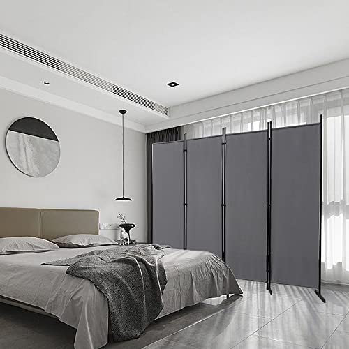 Mingone Raumteiler Trennwand Innen Garten Stellwand Spanische Wand Balkon Sichtschutz Paravent aus Stoff 4 teilig für Büros 200x180cm Groß, Anthrazit