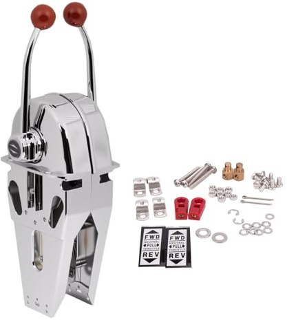 NEWMAIX Double levier d'accélérateur universel pour bateau, montage sur le dessus, double levier de commande du moteur en alliage de zinc pour tout type de bateau avec hors-bord intérieur ou