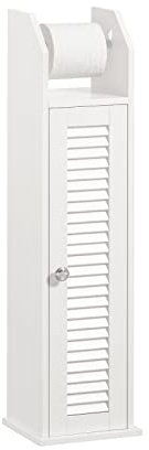 SoBuy BZR49-W Freistehend Toilettenrollenhalter Toilettenschrank Toilettenpapieraufbewahrung Badregal Badschrank Seitenschrank Badmöbel weiß BHT ca: 20x79x18cm