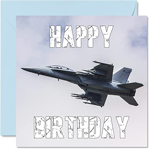 Stuff4 Geburtstagskarten für Männer und Frauen, Fighter Jet Flugzeug | Geburtstagskarte für Mama, Vater, Bruder, Schwester, Sohn, Tochter, Nan, Opa, 145 mm x 145 mm