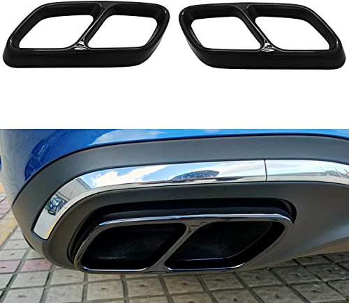 für C Klasse AMG Line W206, T-Modell S206 2022 2023 2024 Diffusor Auspuffblende Glänzend Dekor Edelstahl 2 Stück (Schwarz)