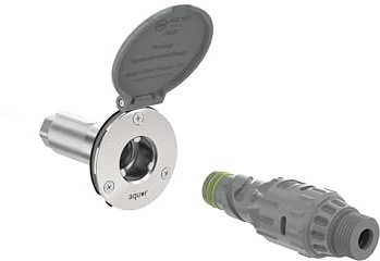 Aquor House Hydrant V1+ Frostfreier Wand-Hydrant-Außenhahn mit Schnellanschluss und Anti-Siphon, frostsicher, Spülschlauch-Lätzchen, 5,1 cm, Schiefergrau