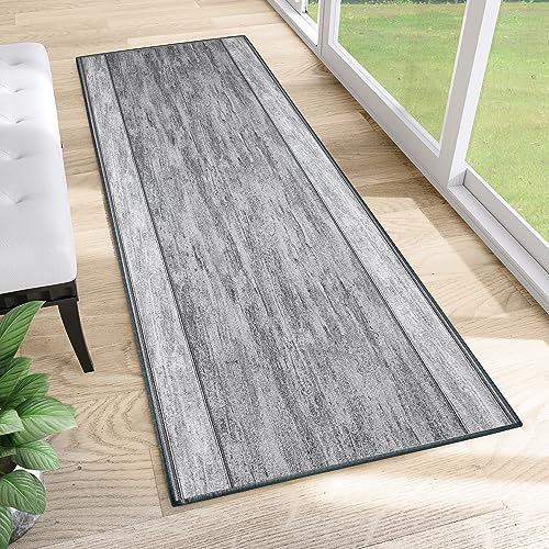 TAPISO Anti Rutsch Teppich Läufer rutschfest Brücke Meterware Modern Grau Hellgrau Meliert Streifen Design Flur Küche Wohnzimmer Diele 80 x 140 cm