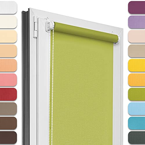 Estika Tenda a rullo semi-trasparente senza forare - 105 x 220 cm - Verde lime - per interni, per finestre, tessuto con protezione solare