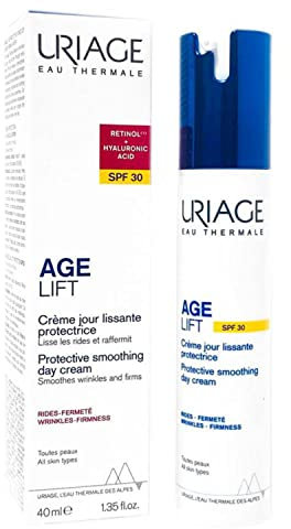Uriage Age Lift Crème Jour Lissante Protectrice SPF30 au Rétinol & Acide Hyaluronique - Crème Visage, Cou et Décolleté - Moins de Rides, plus de Fermeté - Texture Crémeuse Non Grasse - 40ml
