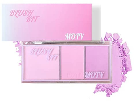 Purple Blush Matte Face Powder Palette for Cool Skin Colors, Soft Mist Nude Makeup Rouge, Waterproof Long Lasting Contour Highlight Blush Powder Highly Pigmented