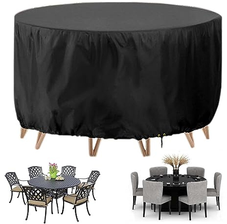 LXHFSH Housse de Meubles de Jardin Ronde, Bâche Imperméable Anti-UV, Protection Mobilier Extérieure, Noir, 135x60cm