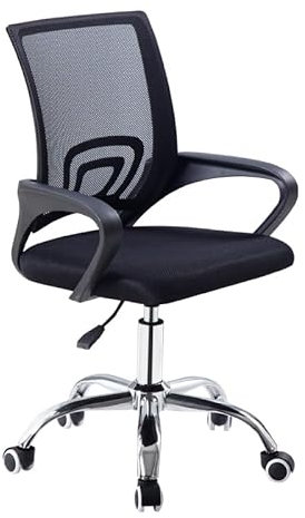 FENIXSHOP24 Sedia Ufficio Ergonomica, in rete traspirante, Supporto Lombare, Regolazione in Altezza e reclinabile Poltrona girevole con ruote – Nera - HLD-9090