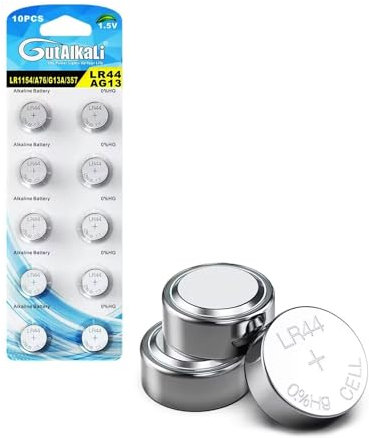 GutAlkaLi Lot de 10 Piles Bouton LR44, Pile Bouton AG13 LR44 PX76A l1154f 357A 1,5 V Pile Bouton alcaline