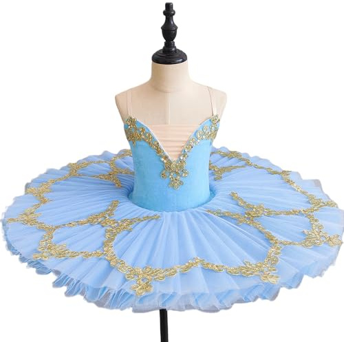 GeRRiT Niña Profesional Ballet Tutú Azul Rosa Blanco Mujeres Adultas Niño Niños Ballet Baile Traje Plato Panqueque Tutú Bailarina Vestido De Fiesta,Azul,100
