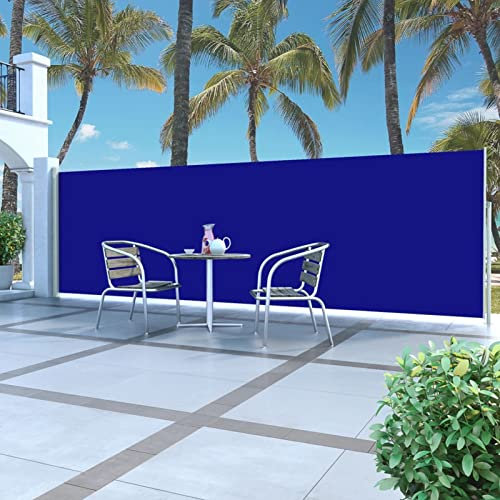 Rantry Toldo lateral retráctil de 160 x 500 cm, color azul, para jardín, exterior, toldo para patio, balcón y restaurante