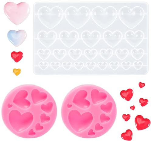 UTMACH 2 Pièces Moule Silicone Resine en Forme de Coeur Moules Résine 3D