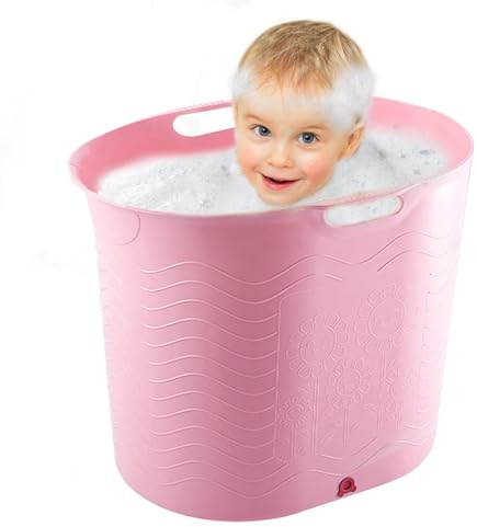 Duschbadewanne Für Kinder Zum Duschen Und Baden Kindgerechter hoher | Spa-Erlebnis für daheim, unterwegs oder im Urlaub für Babybadezeit, Kinderbadewanne, rutschfeste Kl