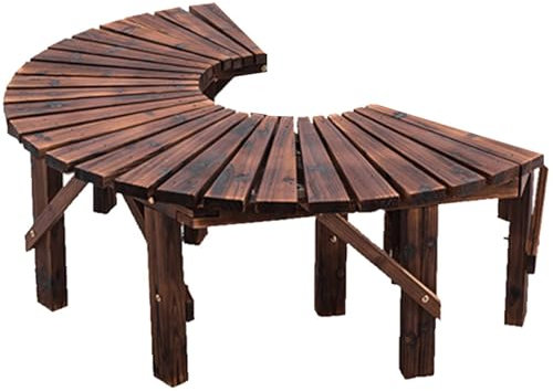 Baumbank Umlaufende Baumbank Holz Gebogene Bank Für Den Außenbereich Halbrund Gebogen Für Park, Hof, Terrasse, Deck, Rasen,1pcs