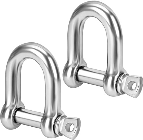 DIYUK M10 D-Schäkel mit Schraubverschluss (2 Stück) robuster Stahl, langlebiger Hakenring zum Abschleppen und für Outdoor-Aktivitäten