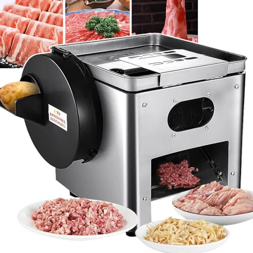 Cortadora de carne, cortadora de carne fresca de acero inoxidable de escritorio comercial, 400 lb/H, cortadora de carne eléctrica de 3,5 mm para uso doméstico y comercial, para diversas carnes o ver