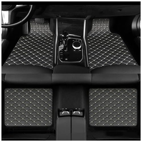 XATHKJOE Auto Fußmatten für VW Polo 6R 6C 2009-2016 Leder Wasserdicht und rutschfest Autoteppich Nach Maß Auto FußMatten,C/Black Beige