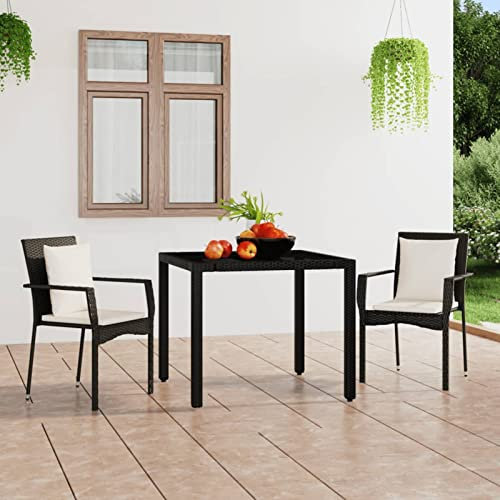qohoio Gartenstühle mit Kissen GartenstüHle Gartensessel Outdoor Garten StüHle Terassenstuhl 2 STK. Poly Rattan Schwarz - 319877