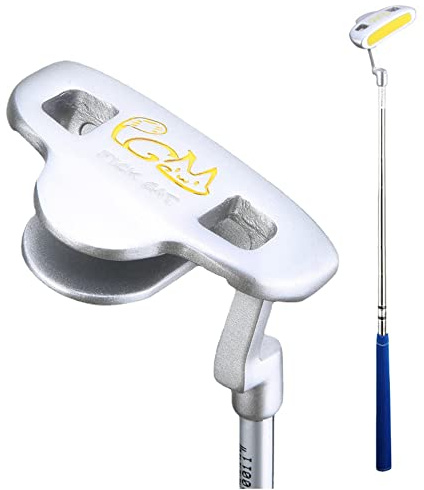 Putter de Golf Ligero para niños - Putter de Hoja de Golf para diestros con Eje de Grafito y Agarre Antideslizante Varilla de Empuje de Golf (para 6-8Y,Putter Amarillo)