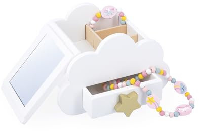 Janod Portagioie con Aperture segrete-con 1 Braccialetto 1 Collie Unicorno-con cassetto e specchio-17cm x 11cm-Regalo di Compleanno Ideale-da 3 anni-J06462, J06462