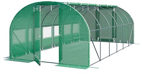 TOOLPORT tunnelväxthus Växthus Premium 3x6m med svängbar dörrkonstruktion PE-duk 180g/m² grön transparent