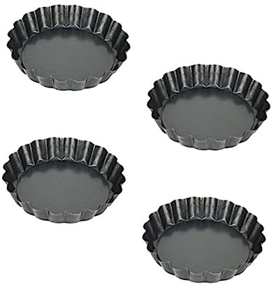 Cabilock 4pcs Quiche Baking Pan Oven Tray Non-Stick Pizza Pan for Home Restaurant Deep Fluted Tart Flan Dish Baking Plate