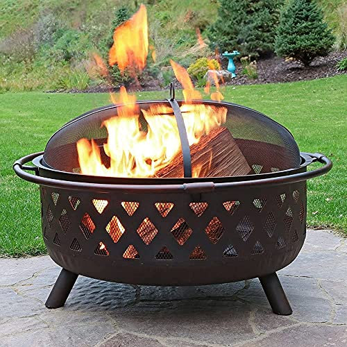 Grande braciere da esterno con schermo a scintille e griglia di cottura in ferro battuto braciere a legna braciere portatile per barbecue per patio e cortile
