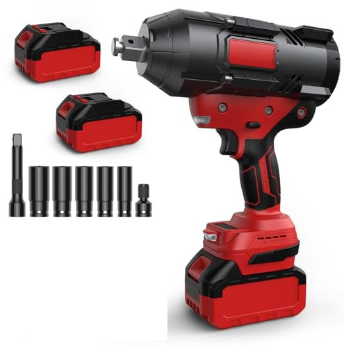 SundpeyPRO 1500Nm Akku Schlagschrauber, 21V Bürstenloser Schlagschrauber mit 2 * 4000mAh Li-Ion Akkus, 2800U/min Impact Wrench mit 6 Stecknüssen & Schnellladegerät & 2 LED Licht für Auto und Haushalt