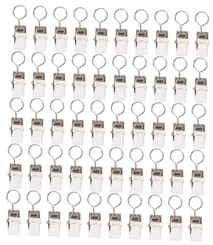 UTHCLO Clip per Tende con Anelli in Metallo Morsetti per Tende da Doccia Compatti e Leggeri Resistenti Adatti a Casa Hotel e Bagno Confezione da 100 Pezzi