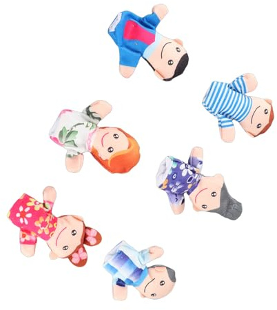 Fdit Set di Marionette da Dito Morbide e Delicate sulla Pelle, Simpatici Pupazzi per la Famiglia, Oggetti di Scena per Raccontare Storie (6 Pezzi)
