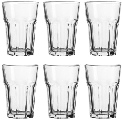 UNIQUE HOME LIVING Drinking Tumbler Glasses Set of 6, 350ml Highball Glasses Water Gin Juice Cocktail Drinking Glassware Tumblers Set for Home, Restaurants, Parties, Dishwasher Safe