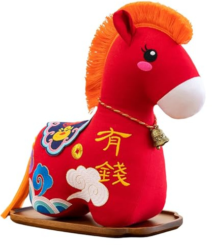SZLIFE 2026 Année Du Cheval Ornement Cheval en Peluche Chinoi, Chevaux du Nouvel an Chinois Figurines Chevaux, Décoration de Bureau, Cadeau de Collection, Symbole du Zodiaque, 15cm