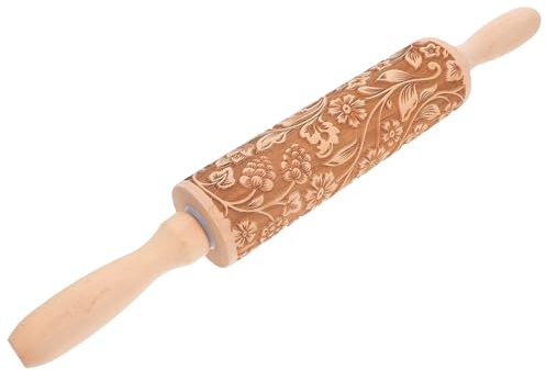 SWETRACE Mattarello in Legno con Motivi Incisi per Pasta e Biscotti, Cilindrico ed Elegante, Facile da Usare, per Occasioni Speciali e Matrimonio