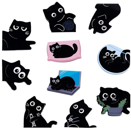 Magnetische Lesezeichen Katze,10 Stück Cute Lesezeichen Personalisiert Lesen Zubehör Leselineal Geschenke für Katzenliebhaber Kinder Mädchen Frauen Kollegen Buchliebhaber