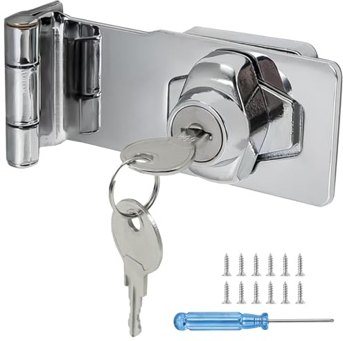 Serrure de porte décalée à 90°, serrure de porte de chambre à coucher sans perçage, serrure d'armoire avec clés pour placard, abri de jardin, garage, toilettes, porte intérieure/extérieure, serrures à